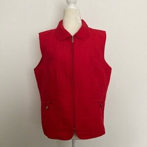Christopher & Banks Red Quilted Vest w/ Pockets